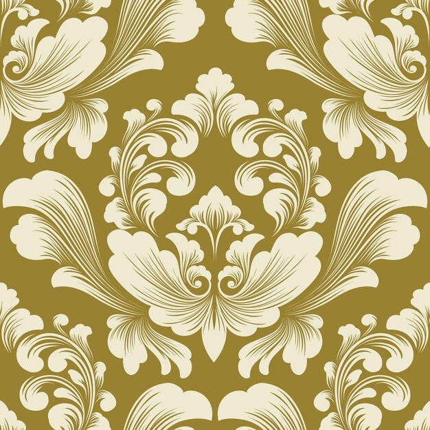 Elemento de patrón sin costuras de damasco vectorial adorno de damasco antiguo de lujo clásico textura perfecta victoriana real para fondos de pantalla envoltura textil exquisita plantilla barroca floral