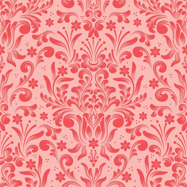 Elemento de patrón sin costuras de Damasco vectorial. Adorno de damasco antiguo de lujo clásico, textura victoriana real sin fisuras para papeles pintados, textiles, envoltura. Exquisita plantilla barroca floral.