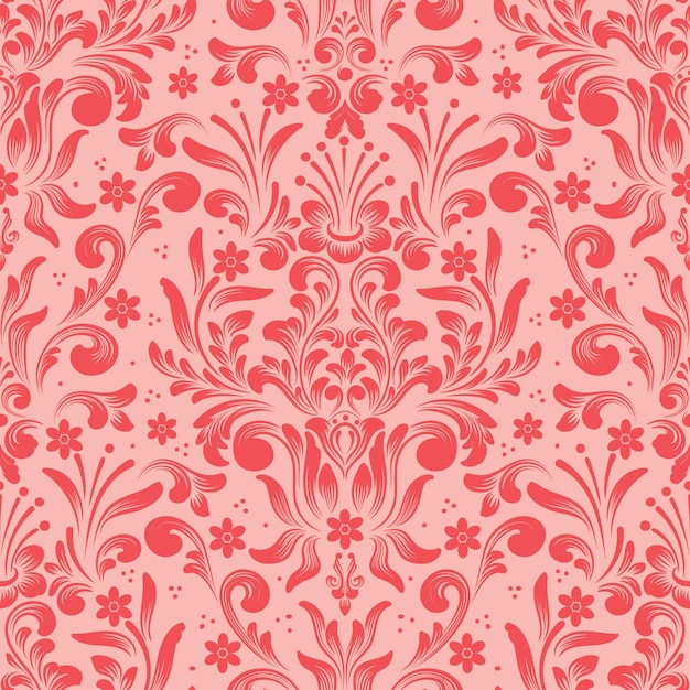 Vector elemento de patrón sin costuras de damasco vectorial. adorno de damasco antiguo de lujo clásico, textura victoriana real sin fisuras para papeles pintados, textiles, envoltura. exquisita plantilla barroca floral.