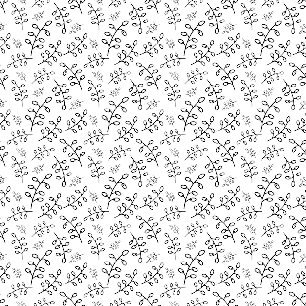 Elemento de patrón floral sin costura forma vectorial garabatos planta textura abstracta ilustración de fondo