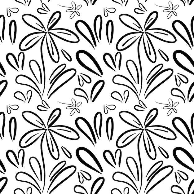 Elemento de patrón floral sin costura forma vectorial garabatos planta textura abstracta ilustración de fondo