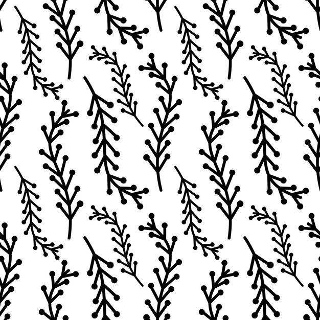 Elemento de patrón floral sin costura forma vectorial garabatos planta textura abstracta ilustración de fondo