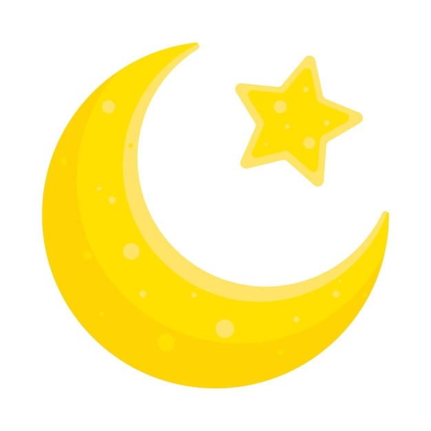 Elemento plano del icono de la luna con estrella Ilustración vectorial del icono de la luna plana en un fondo limpio para el diseño del logotipo de su aplicación web móvil