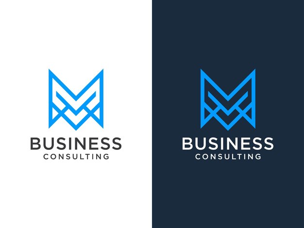 Elemento de plantilla de diseño de concepto de logotipo geométrico abstracto letra M.