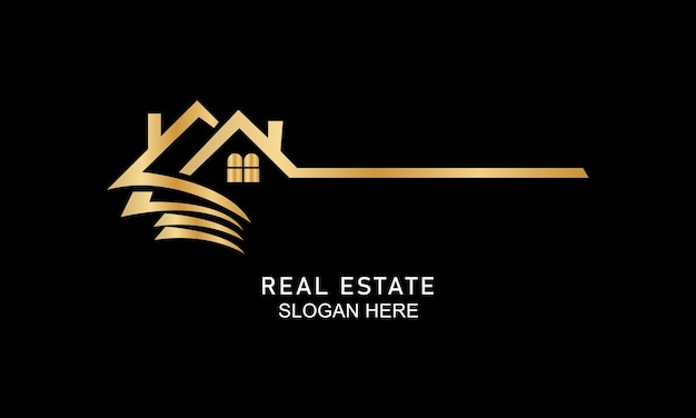 Elemento de plantilla de diseño de logotipo de edificio de arquitectura de construcción de logotipo inmobiliario de oro negro