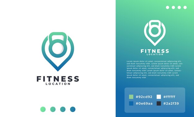 Elemento de plantilla de diseño de logotipo de gimnasio de punto de combinación de logotipo de ubicación de barra y pasador