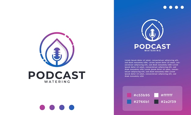 Elemento de plantilla de diseño de logotipo de icono de agua de podcast