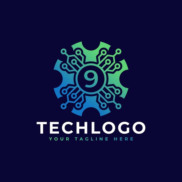 Elemento de plantilla de diseño de logotipo número 9 de tecnología