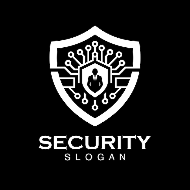 elemento de plantilla de diseño del logotipo de seguridad del escudo tecnológico