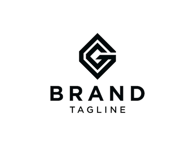 Elemento de plantilla de diseño de logotipo de vector plano negro con logotipo de línea de letra G.