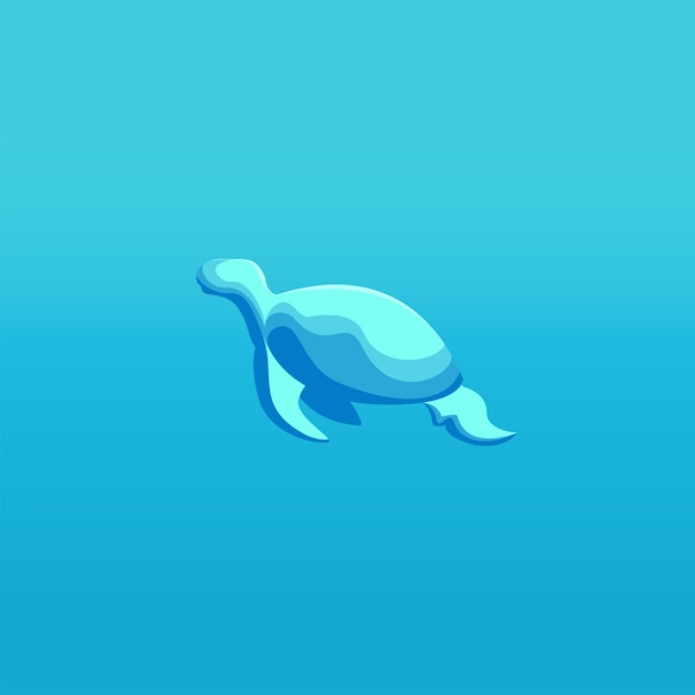Elemento de plantilla de logotipo degradado de tortuga azul aislado sobre fondo degradado azul logotipo de icono de tortuga