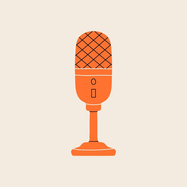 Elemento de podcast en estilo moderno estilo de línea plana Ilustración de vector dibujado a mano de micrófono