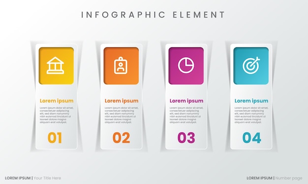 Elemento de presentación empresarial de infografía con pasos u opciones