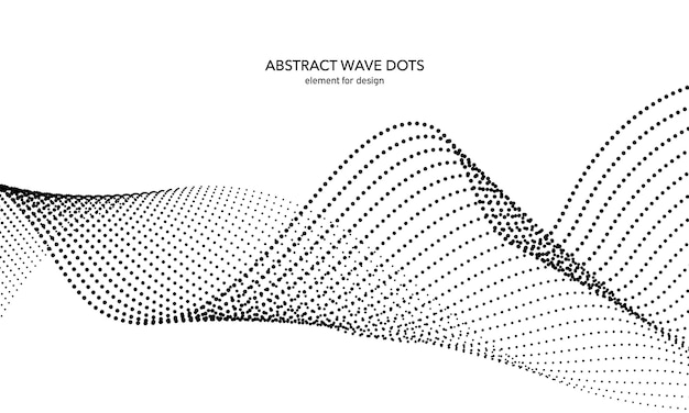 Elemento punteado de onda abstracta para diseño línea estilizada con fondo de punto ecualizador de pista digital