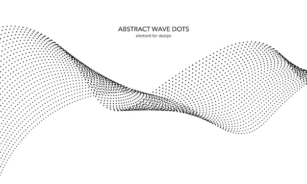 Vector elemento punteado de onda abstracta línea estilizada con punto sobre fondo de arte cuerda ondulada suave curvada
