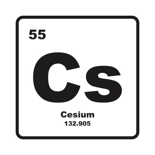 El elemento químico icono del cesio en la tabla periódica