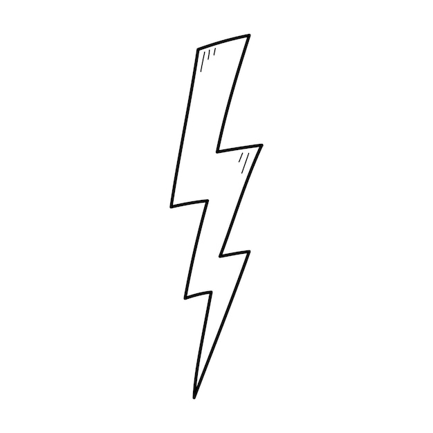 Elemento de relámpago eléctrico dibujado a mano estilo de boceto de garabato cómico rayo para icono de concepto de energía flash ilustración vectorial