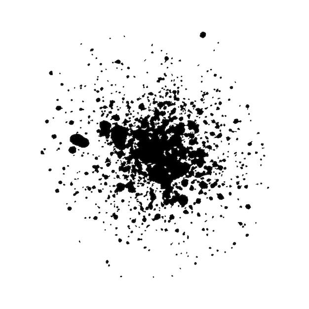 Elemento de salpicaduras de pincel negro en un fondo transparente Vector
