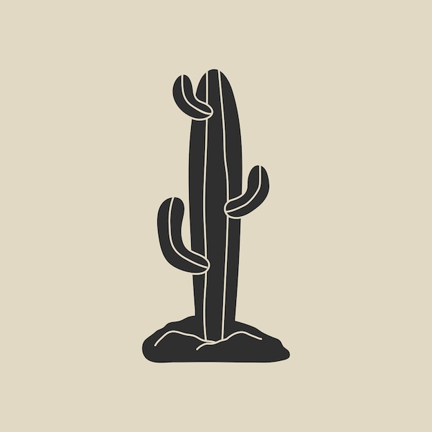 Elemento del salvaje oeste en estilo moderno ilustración de estilo de línea plana de diseño de dibujos animados de plantas de cactus