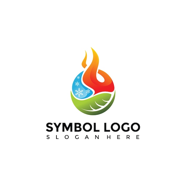 Elemento símbolo de fuego, agua, naturaleza logo template