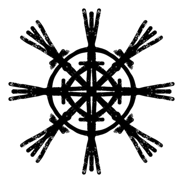Elemento simétrico negro texturizado en elemento vectorial de estilo tallado en lino