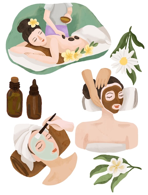 elemento de spa acuarela clip art fondo aislado
