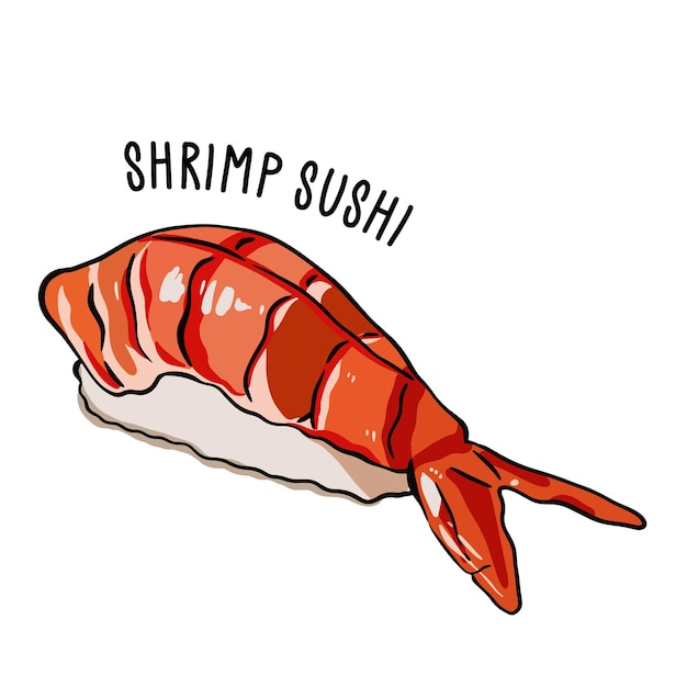 Vector elemento de sushi de camarón para plantillas