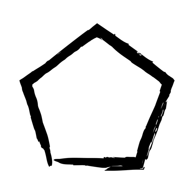 Elemento de textura grunge del Pentágono marco icono de forma de borde para el dibujo vintage decorativo para el diseño