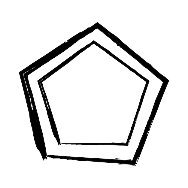 Elemento de textura grunge del Pentágono marco icono de forma de borde para el dibujo vintage decorativo para el diseño