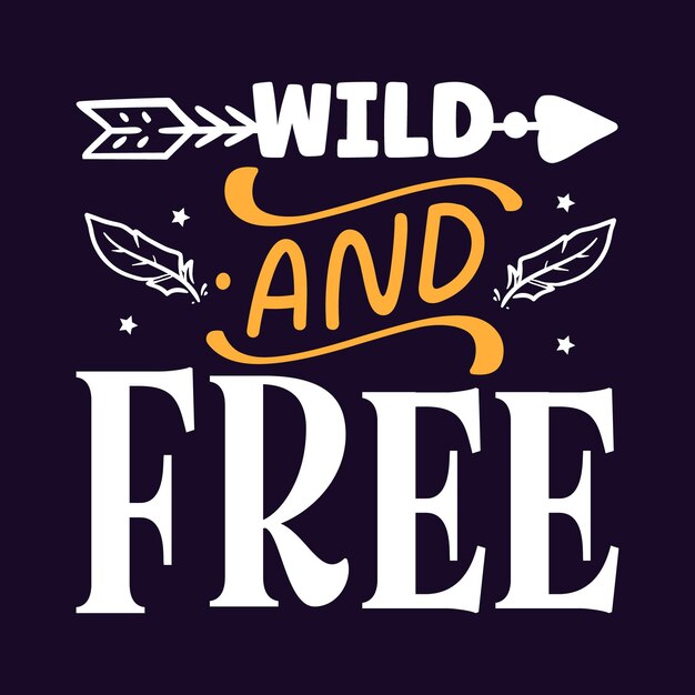 Elemento de tipografía único salvaje y libre Diseño vectorial premium