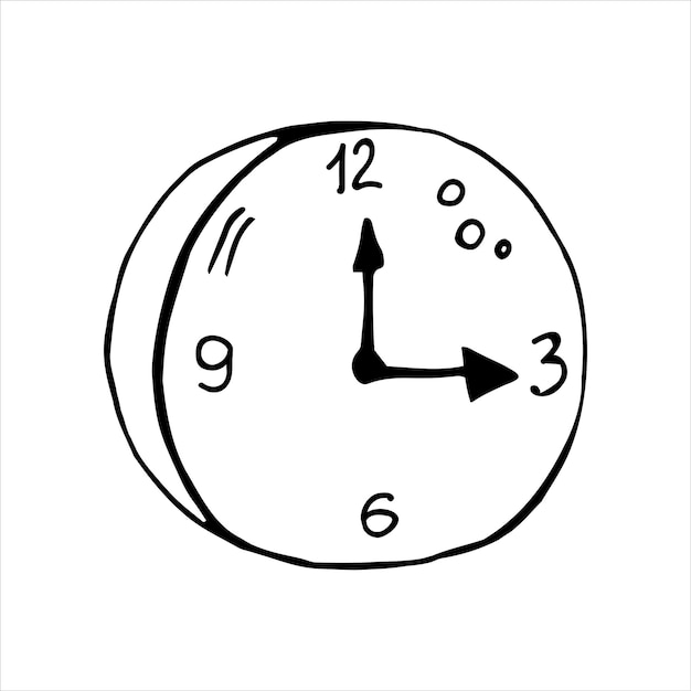 Elemento único de reloj en el conjunto de negocios de doodle. Ilustración de vector dibujado a mano para tarjetas, carteles, pegatinas y diseño profesional.