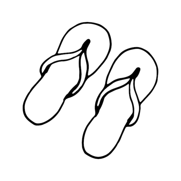 Elemento único de zapatillas en conjunto de verano de garabatos ilustración vectorial dibujada a mano para tarjetas de felicitación, carteles, pegatinas y diseño de moda