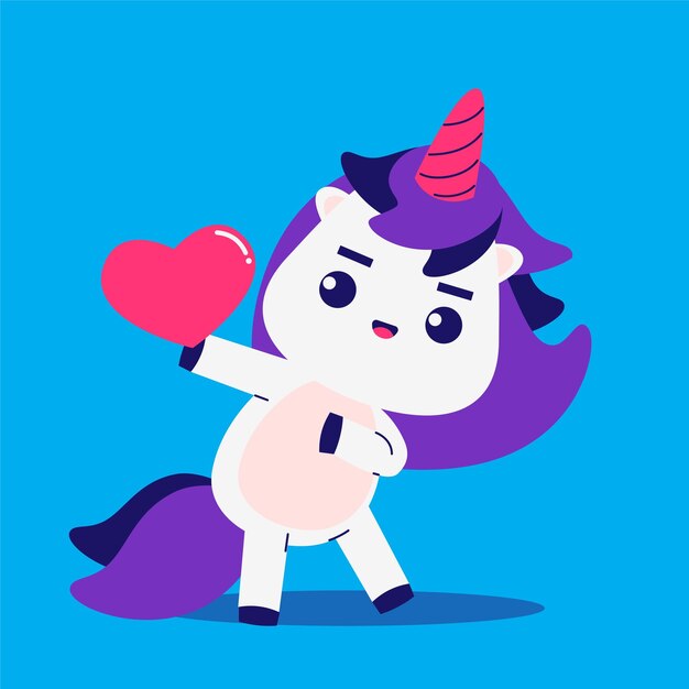 Vector el elemento del unicornio de dibujos animados en el amor