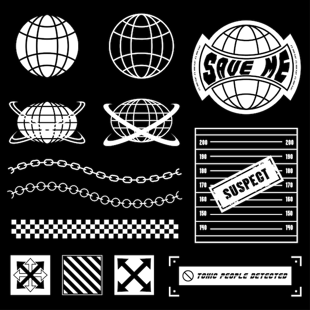Elemento urbano de streetwear Diseño futurista retro para el diseño de ropa
