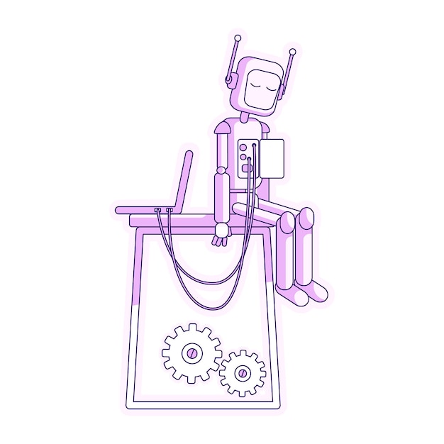 Elemento de vector de color semi plano portátil y robot