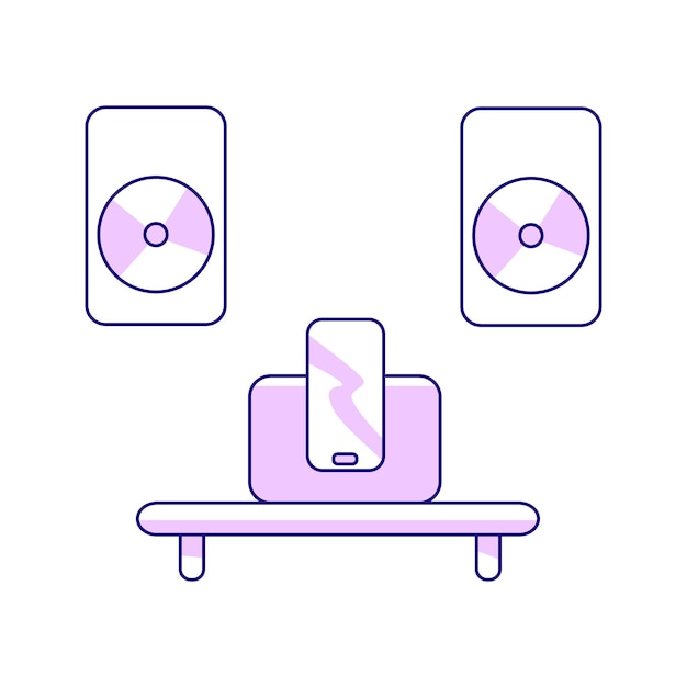 Elemento de vector de color semi plano del sistema de sonido