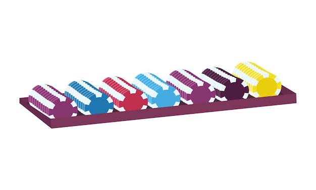 Elemento de vector de color semi plano titular de fichas de póquer