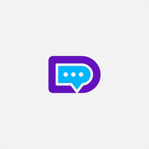 Elemento de vector de diseño de logotipo de comunicación de chat de letra D.
