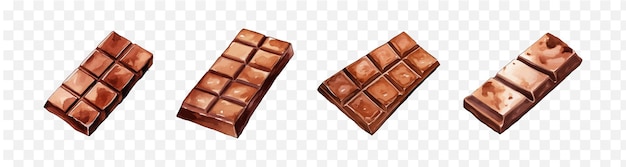Elemento vectorial de acuarela de barra de chocolate conjunto transparente aislado