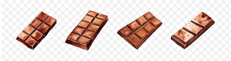 Vector elemento vectorial de acuarela de barra de chocolate conjunto transparente aislado