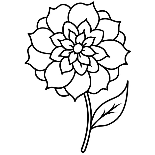 Elemento vectorial artístico de la línea de flores de Marigold