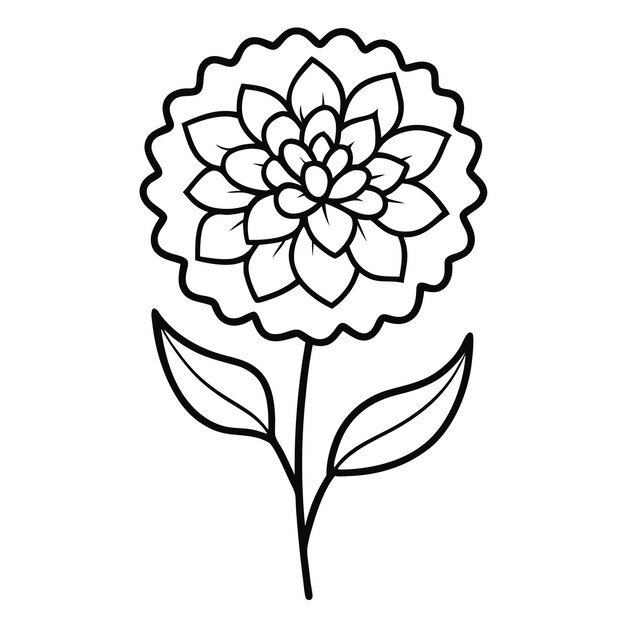 Elemento vectorial artístico de la línea de flores de Marigold
