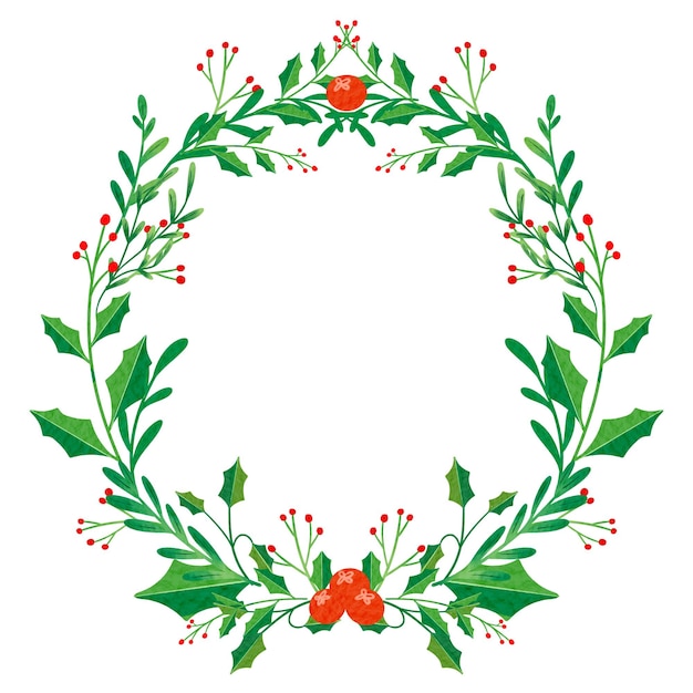 elemento vectorial de la corona navideña de acuarela