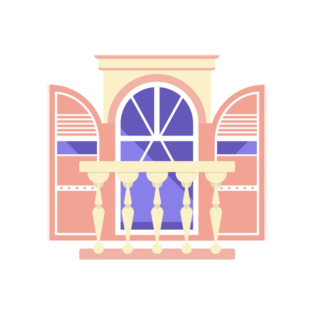 Elemento vectorial de diseño arquitectónico de balcón vintage Ilustración aislada sobre un fondo blanco