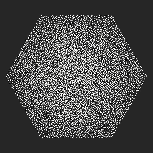 Elemento vectorial de estilo retro hexágono blanco en fondo oscuro con textura grunge ruidosa Dibujo