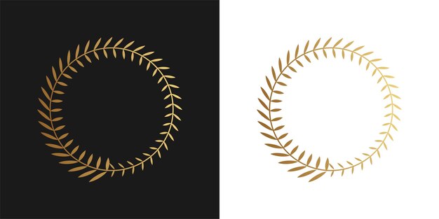 elemento vectorial eucalipto trigo círculo logo premio logro escudo de armas nobleza en espalda negra