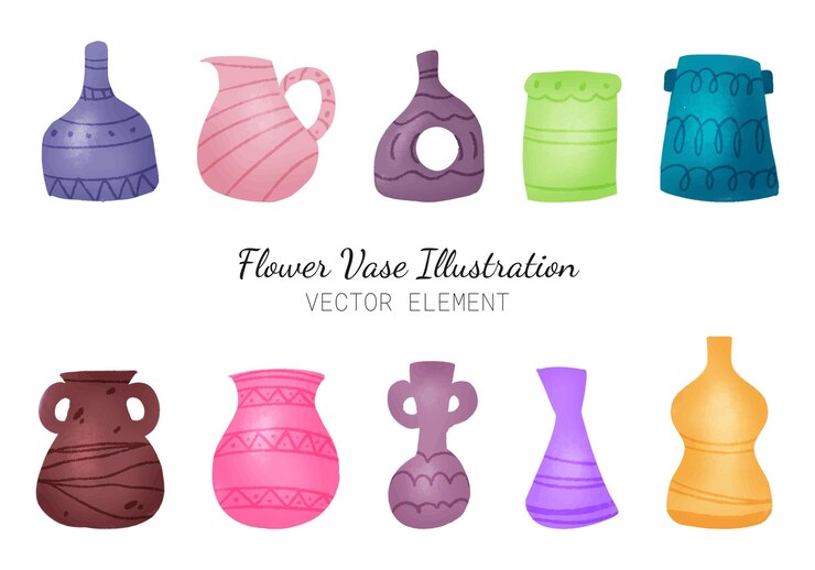 Vector elemento vectorial de la ilustración del jarrón de flores