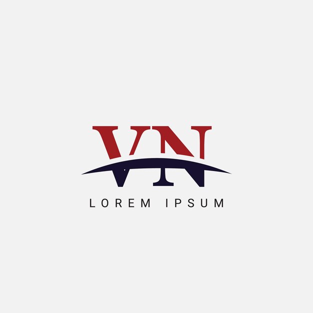El elemento vectorial del logotipo de estilo monograma moderno del alfabeto VN NV