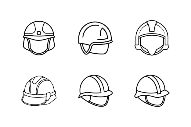 Elemento vectorial negro del casco de seguridad para plantillas de construcción