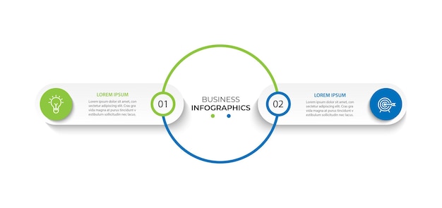 Elemento vectorial de la plantilla de infografía de proceso en dos pasos